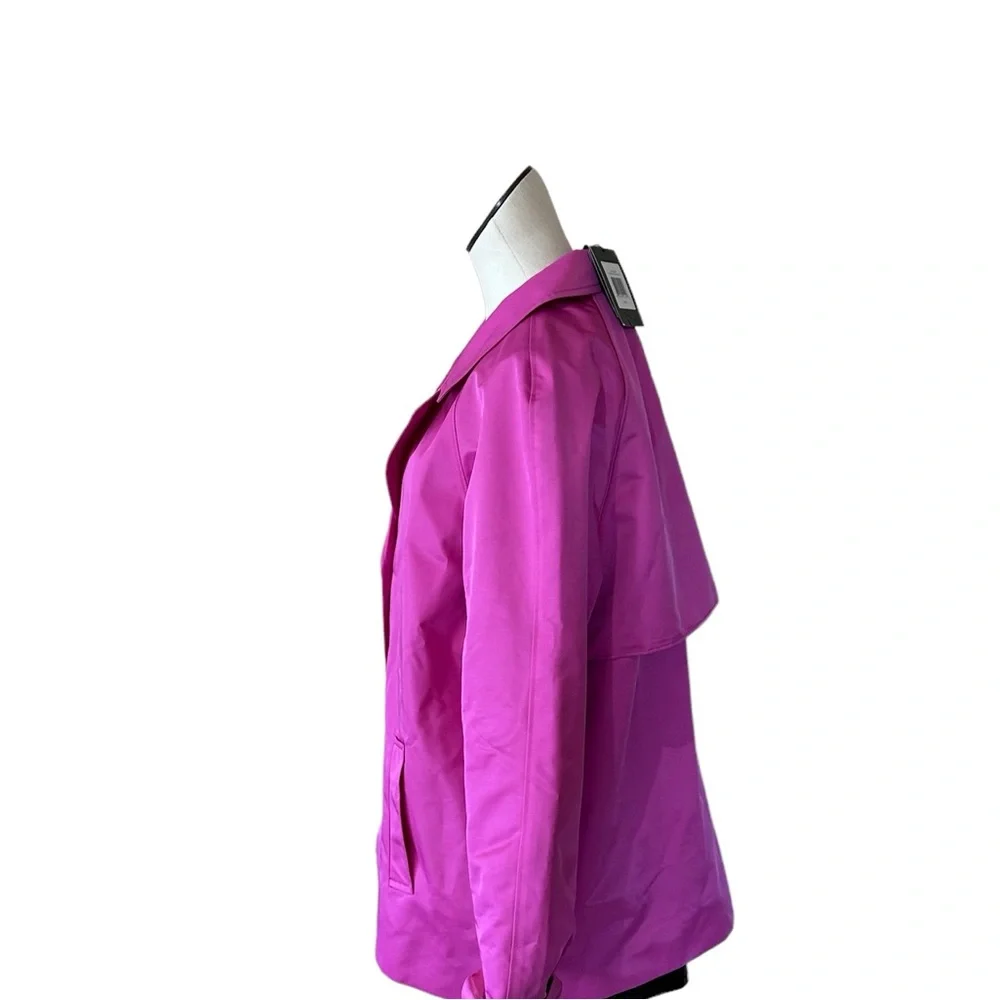 NWT Ellen Tracy Double-Breasted Raincoat In Color Fuchsia